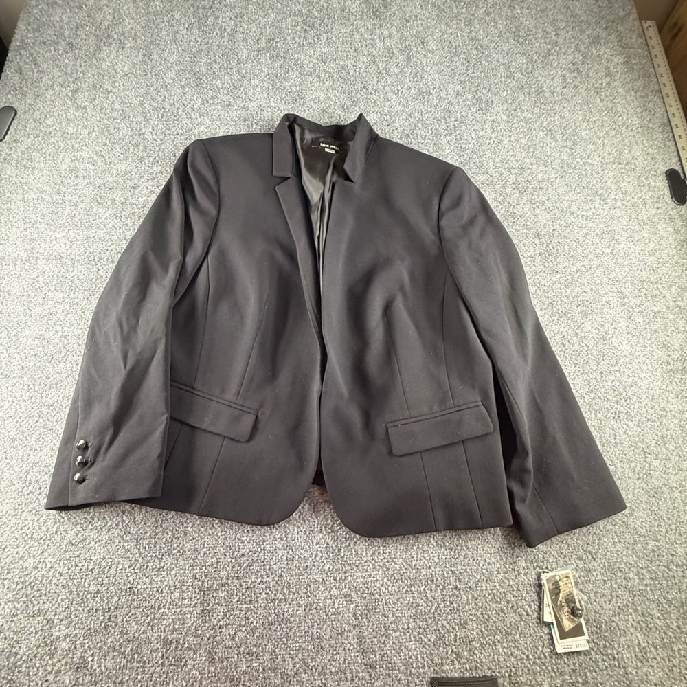 Nine West Womens Black Open Front Blazer Jacket Size 16 NWT 10555634-169